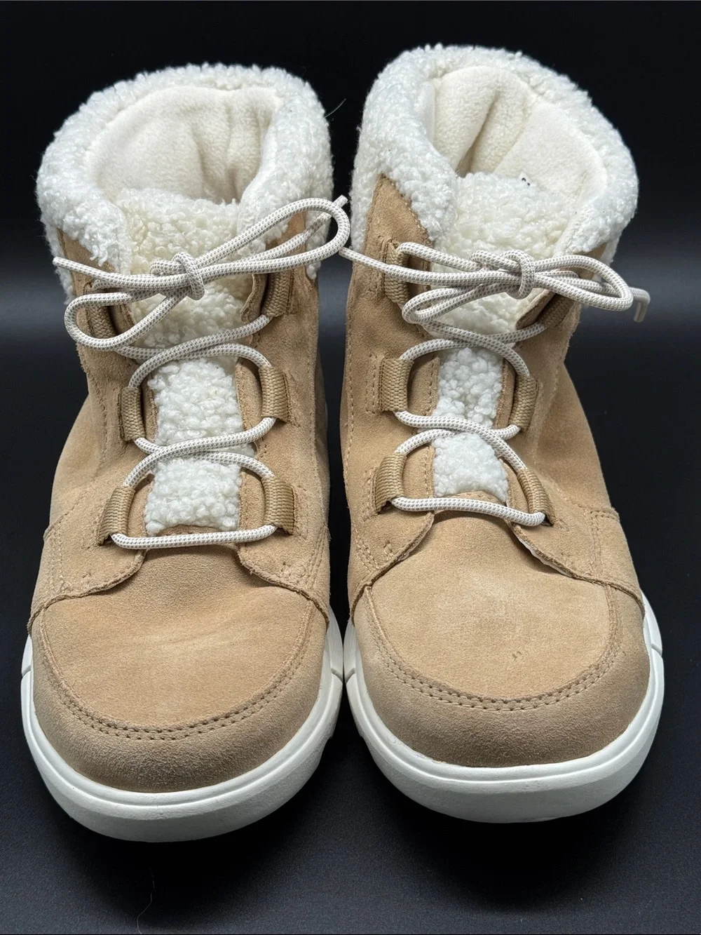 Sorel Women's Light Tan Suede Shearling-Lined Winter Boots Sz 9.5